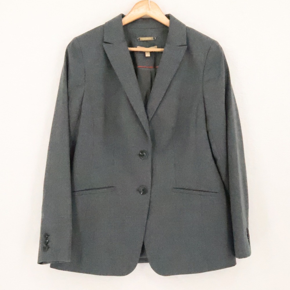 Talbots Italian Wool Blazer Jacket Womens Size 8 Gray Professional Career Office